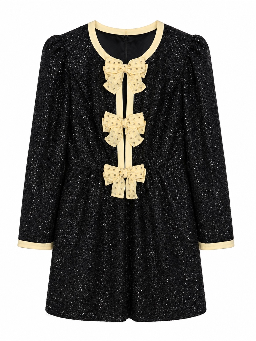 Saloni Black Sequin Bow Dress – UK 12 / US 8